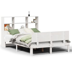 vidaXL Bed met boekenkast zonder matras grenenhout wit 120x190 cm
