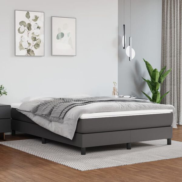vidaXL Boxspring bed kunstleer grijs 140x190 cm
