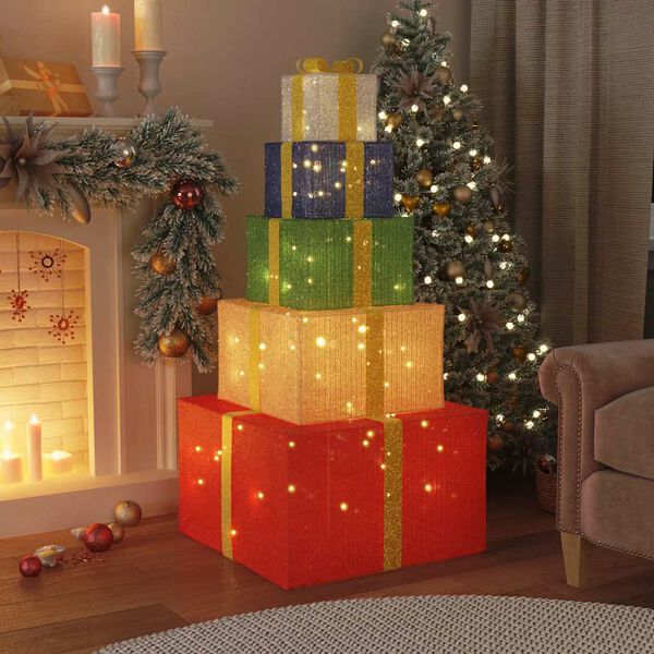 vidaXL Kerstdecoratie geschenkdoos 250 LED's warm wit