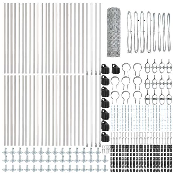 vidaXL Afrasteringspaal Zilver 100 x 0,4 m (13 mm gaas) Staal