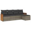 vidaXL 5-delige Loungeset met kussens poly rattan grijs