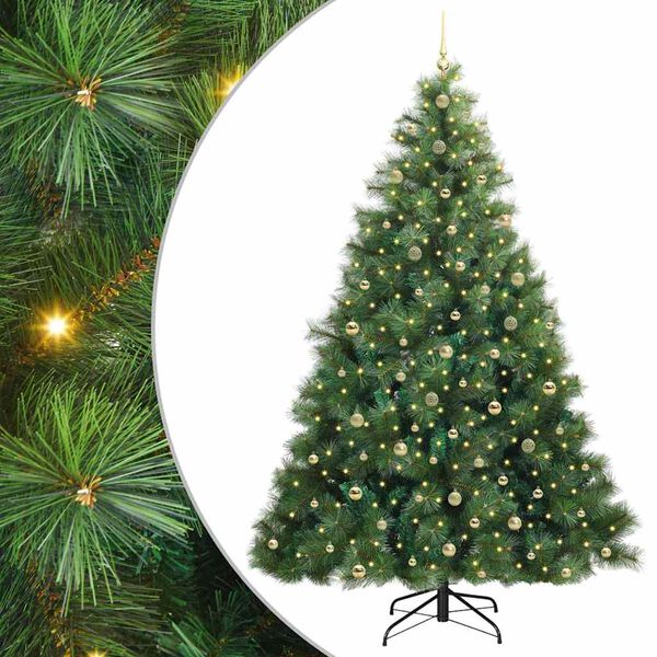 vidaXL Kunstkerstboom met 300 LED met standaard Groen 240 cm PE en PVC
