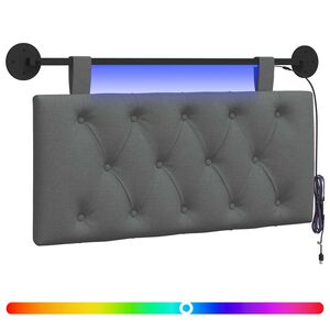 vidaXL Hangend hoofdbord Met LED-verlichting Donkergrijs Stof
