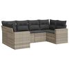 vidaXL 6-delige Loungeset met kussens poly rattan lichtgrijs