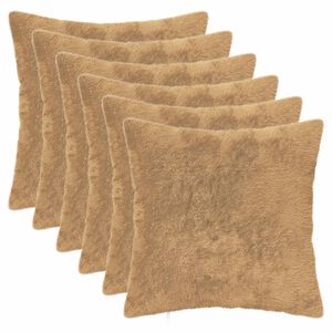 vidaXL Kussensloop 6 st HEERLEN Taupe 30 x 30 cm Nep Konijnenbont