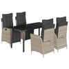 vidaXL 5-delige Tuinset met kussens poly rattan lichtgrijs