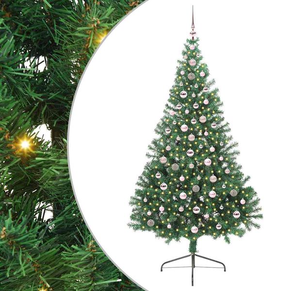 vidaXL Kunstmatig Voorverlicht Kerstboom met 300 LED Groen 240 cm PVC