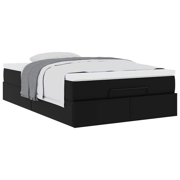 vidaXL Ottoman bed met matras 120x200cm kunstleer zwart