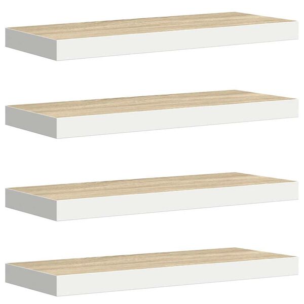 vidaXL Wandschappen zwevend 4 st 60x23,5x3,8 cm MDF eikenkleurig wit