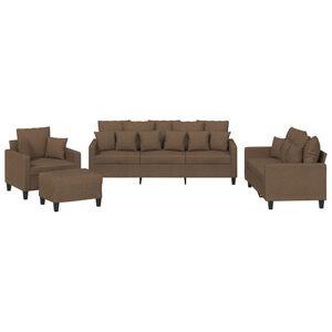 vidaXL 4-delige Loungeset met kussens stof bruin