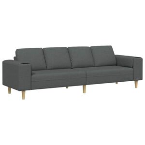 vidaXL Woonkamer Bank Donkergrijs 250 x 77 x 76 cm Polyester