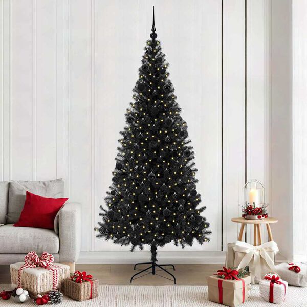 vidaXL Kerstboom met 300 LED met standaard Zwart 210 cm PVC