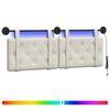 vidaXL Hangend hoofdbord Met LED-verlichting Cr&egrave;mekleurig Fluweel