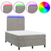 vidaXL Boxspring met matras en LED fluweel lichtgrijs 120x200 cm