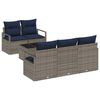 vidaXL Bankstel 6 pcs Grijs en Marineblauw poly rattan