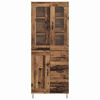 vidaXL Hoge kast met lade Oud Hout 69,5 x 34 x 90 cm Bewerkt hout