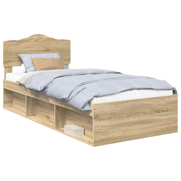vidaXL Bedframe met hoofdeinde Sonoma 100 x 200 cm Massief grenenhout