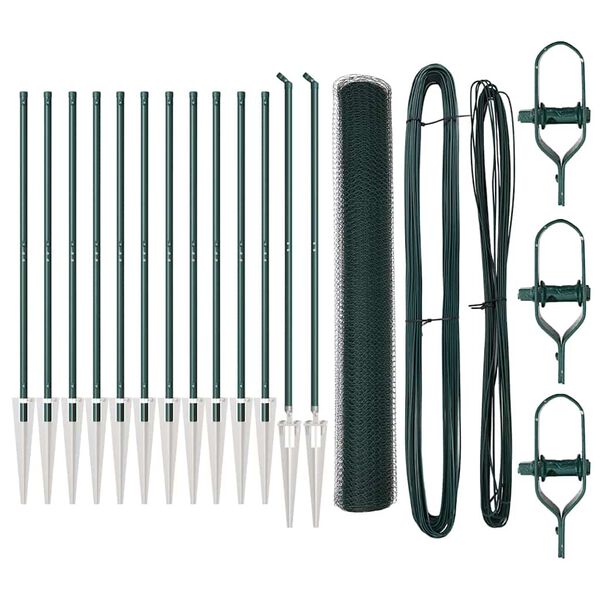 vidaXL Afrasteringspaal Groen 25 x 1,4 m (13 mm gaas) Staal en PVC