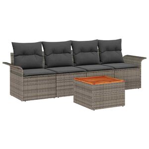 vidaXL Tuinbankenset 5 st 4-Aantal zitplaatsen Grijs poly rattan