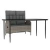 vidaXL 2-delige Tuinset met kussens poly rattan grijs