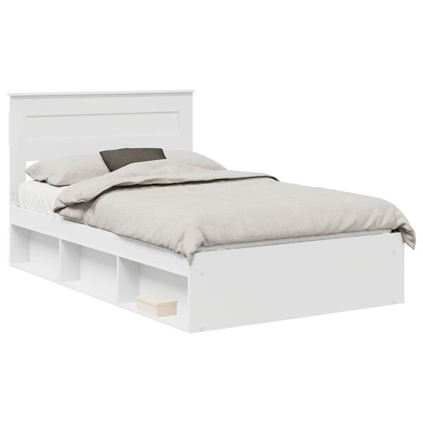 vidaXL Bedframe met hoofdeinde Wit 120 x 190 cm Massief grenenhout