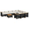 vidaXL 11-delige Loungeset met kussens poly rattan zwart