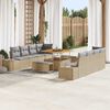 vidaXL Tuinbankenset met kussen 11 pcs Beige poly rattan