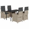 vidaXL 5-delige Tuinset met kussens poly rattan lichtgrijs
