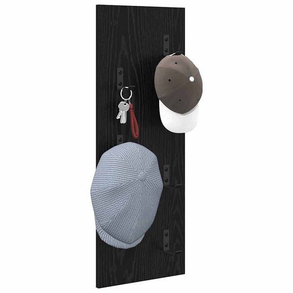 vidaXL Wandgemonteerde kapstok met opslag Zwart Eiken 30 x 1,5 x 80 cm