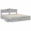 vidaXL Bedframe met lade Grijs Sonoma 200 x 200 cm Ingenieurshout