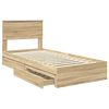 vidaXL Opslag bed met hoofdeinde Sonoma Eiken 90 x 200 cm Bewerkt hout