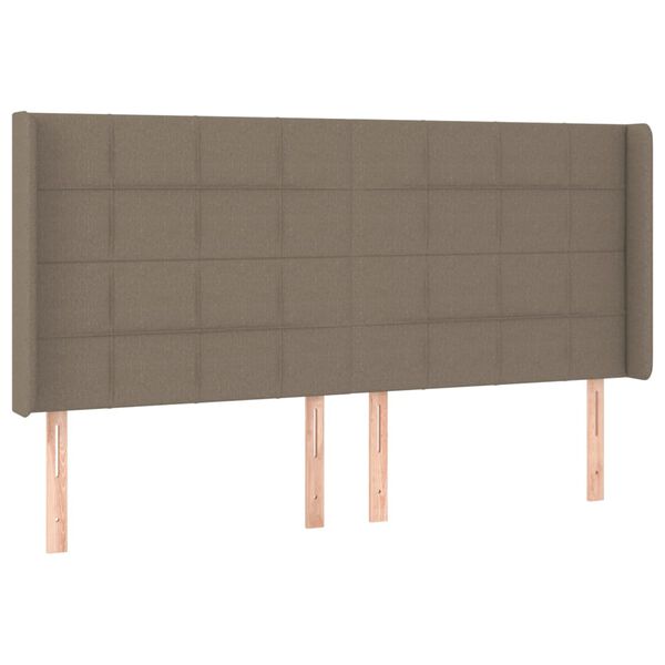 vidaXL Hoofdbord met randen 203x16x118/128 cm stof taupe