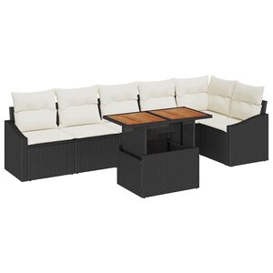 vidaXL Tuinbankenset 7 st Zwart en Cr&egrave;me