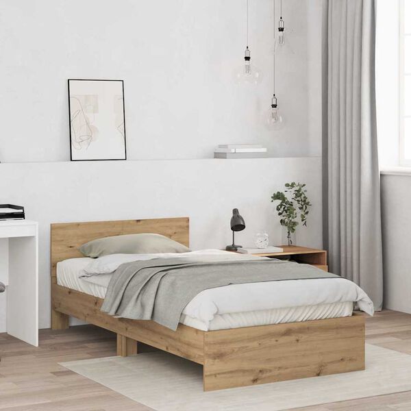 vidaXL Bedframe Artisan Eiken 203 x 185 x 70 cm Bewerkt hout
