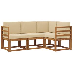 vidaXL Buiten bankenset met kussen 4 pcs Natuurlijk en Beige