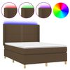 vidaXL Boxspring met matras en LED stof donkerbruin 140x190 cm