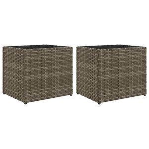vidaXL Plantenbakken 2 st 36x30x32 cm poly rattan grijs