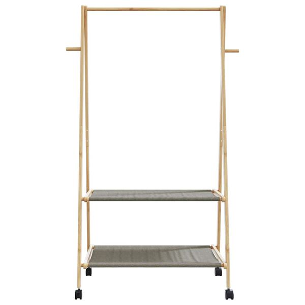 vidaXL Kledingrek met schappen en wielen 96x45,5x155,5 cm bamboe
