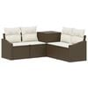 vidaXL Bankstel 5 st Bruin en Cr&egrave;me Wit Poly Rattan en Staal