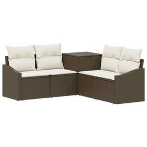 vidaXL Bankstel 5 st Bruin en Cr&egrave;me Wit 178,5 x 178,5 x 85 cm