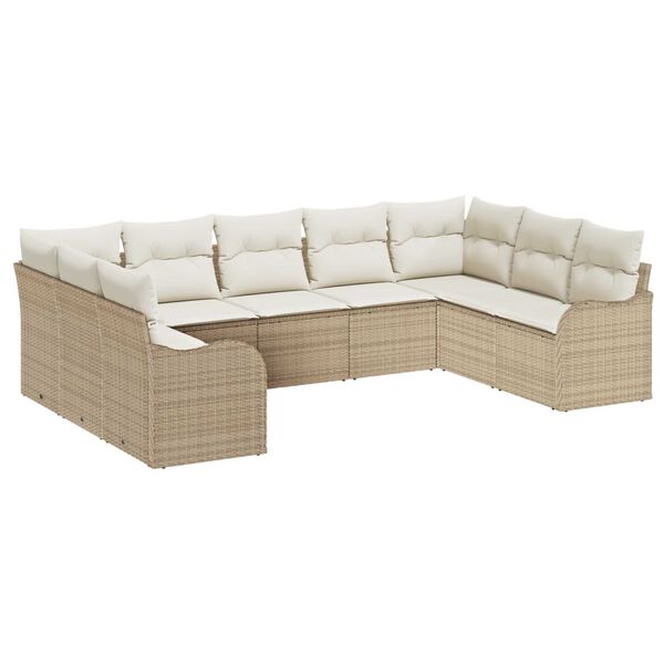 vidaXL Tuin Sofa Set met opslag 9 pcs Beige en wit poly rattan