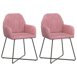 vidaXL Eettafelstoelen 2 st fluweel Roze 55 x 50 x 84 cm
