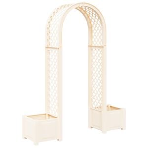 vidaXL Rozenboog met planter Wit 168,5 x 43 x 207 cm PP