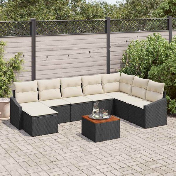 vidaXL Tuin Sofa Set 9 pcs Zwart en wit