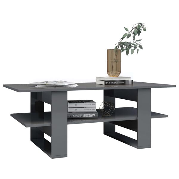 vidaXL Salontafel 110x55x42 cm bewerkt hout hoogglans grijs