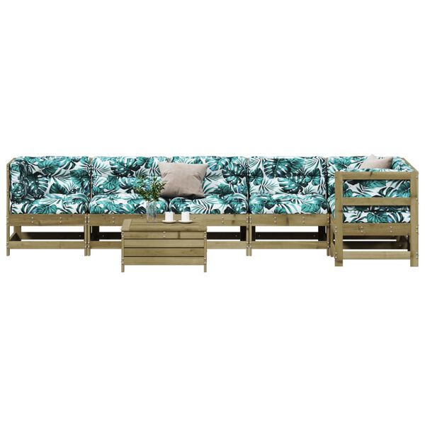 vidaXL 7-delige Loungeset met kussens ge&iuml;mpregneerd grenenhout