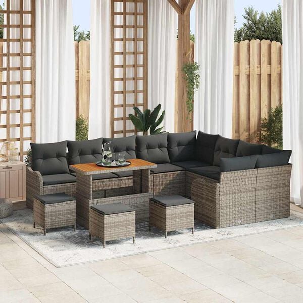 vidaXL Tuin Sofa Set 13 pcs Grijs poly rattan