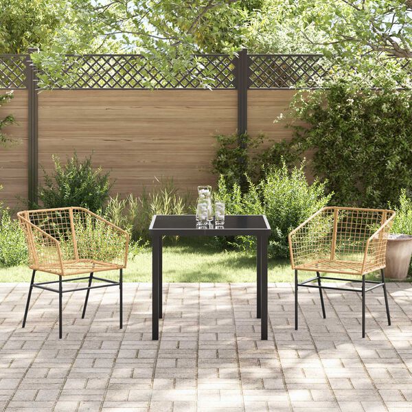 vidaXL Tuin eettafelset 3 pcs Bruin poly rattan