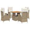 vidaXL 5-delige Tuinset met kussens poly rattan beige