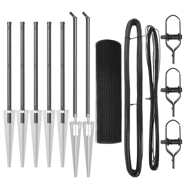vidaXL Afrasteringspaal Grijs 10 x 0,8 m (19 x 19 mm gaas)